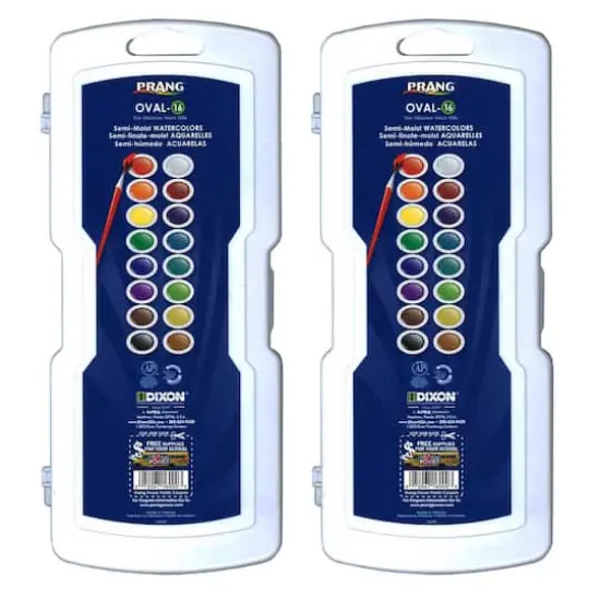Prang&reg; 16 Colors Watercolor Oval Pan with Brush, 2ct. {1}