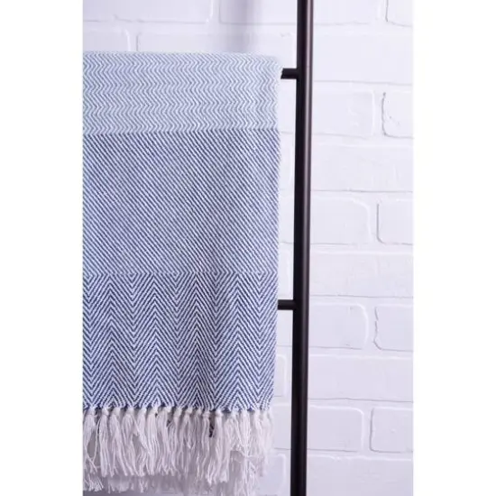 DII&reg; Blue Stripe Herringbone Throw {9}