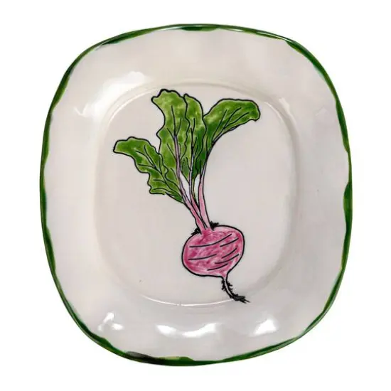 Hello Honey&reg; 7.75" Vegetable & Herb Print Stoneware Plate Set {6}