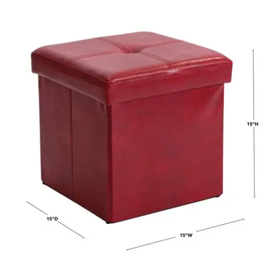 Simplify Faux Leather Folding Storage Ottoman Cube Red {12}