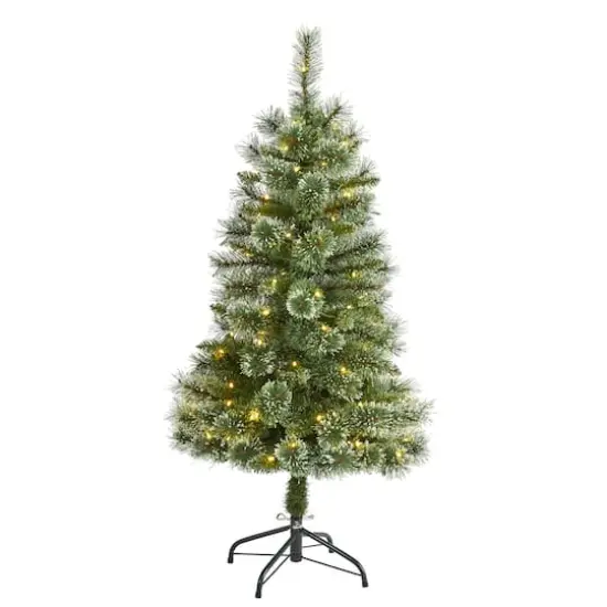4ft. Pre-Lit Wisconsin Slim Snow Tip Pine Artificial Christmas Tree with Clear LED Lights {1}