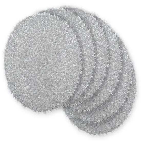 DII® Silver Round Polypropylene Woven Tinsel Placemat (Set of 6) {1}
