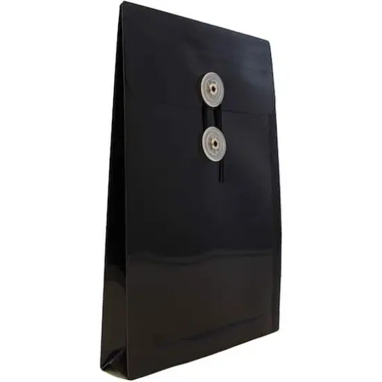 JAM Paper 6.25" x 9.25" Black Plastic Button String Closure Open End Envelopes, 24ct. {3}