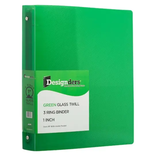 JAM Paper Glass Twill Plastic 3-Ring Binder Green {1}