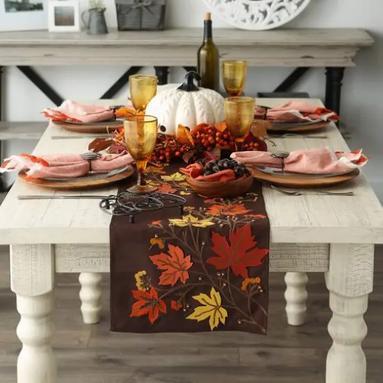 DII&reg; 70" Falling Leaves Embroidered Table Runner {5}