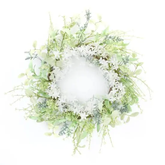 21.5" Mixed White Floral Wreath {1}