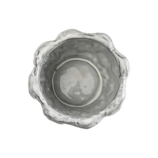 Hello Honey&reg; 6.5" White Organically Shaped Stoneware Planter with Raised Dot Design {6}