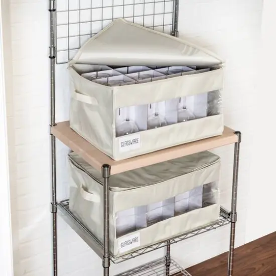 Honey Can Do Natural Stemware Storage Box Set {3}