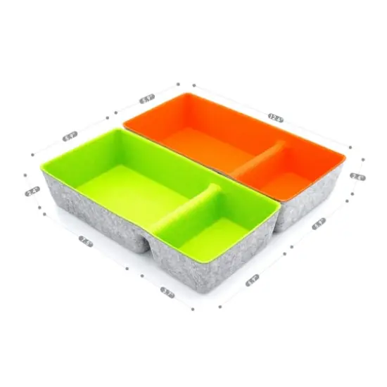 Welaxy Felt 2 Piece Divided Drawer Organizer Trays Orange and Green {6}
