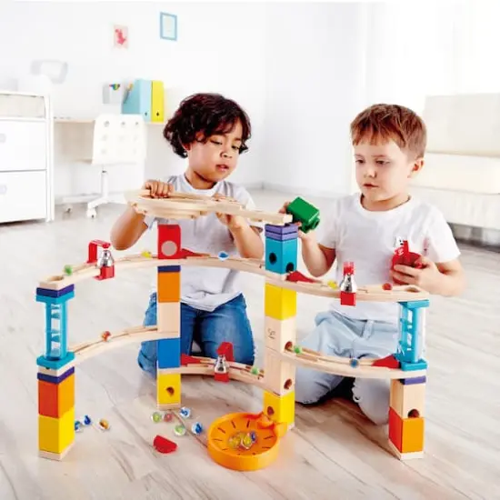 Hape Quadrilla Wooden Marble Run Construction Castle Escape Set {3}