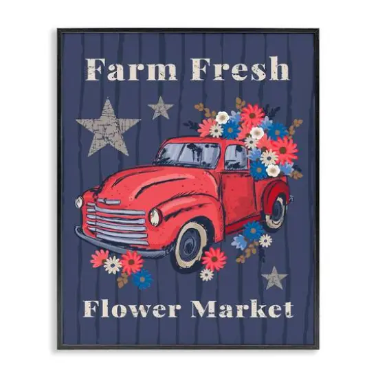 Stupell Industries Farm Fresh Patriotic Market Framed Giclee Art Black {1}