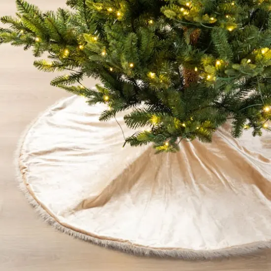 Glitzhome&reg; 48"D Reversible Faux Fox Fur Christmas Tree Skirt {5}