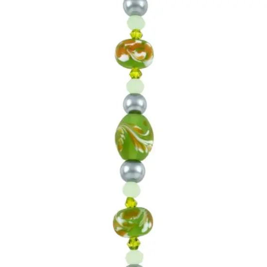 Green Lampwork Glass Swirl Rondelle & Oval Beads by Bead Landing&trade; {1}