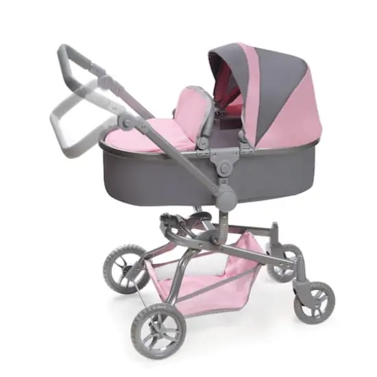 Badger Basket Gray & Pink Daydream Multi-Function Single Doll Pram & Stroller {7}