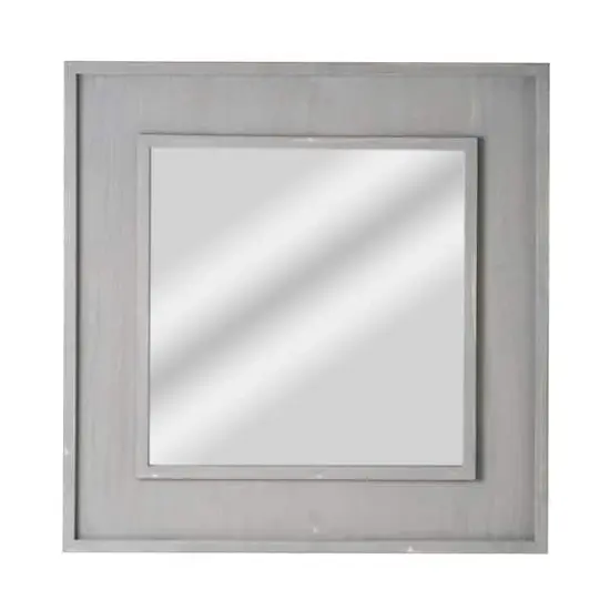 American Art Decor Sea Spray Grey Wash Framed Mirror - 24"x 24" {1}