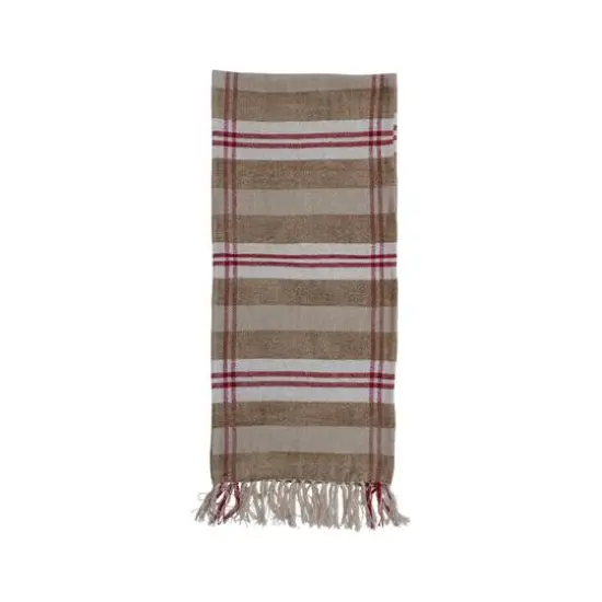 Hello Honey&reg; 6ft. Red, Tan & Cream Plaid Recycled Chenille & Cotton Table Runner {1}