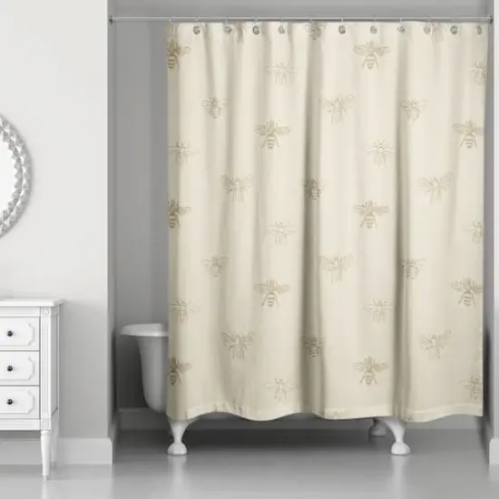 Delicate Bee Fabric Shower Curtain, 71" x 74" Yellow {3}