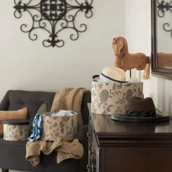 Household Essentials Round Hat Boxes with Lids (Floral) {3}