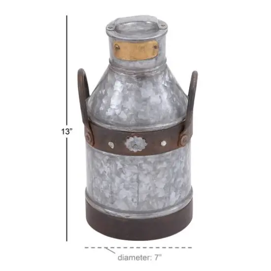 13" Gray Iron Farmhouse Decorative Can {7}