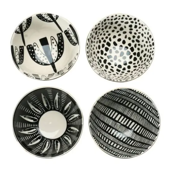 Hello Honey&reg; 5'' Black & White Round Stoneware Bowl, 4ct. {5}