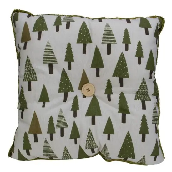 Forest Green Tree Print Rustic Woodland Decorative Christmas Throw Pillow {7}