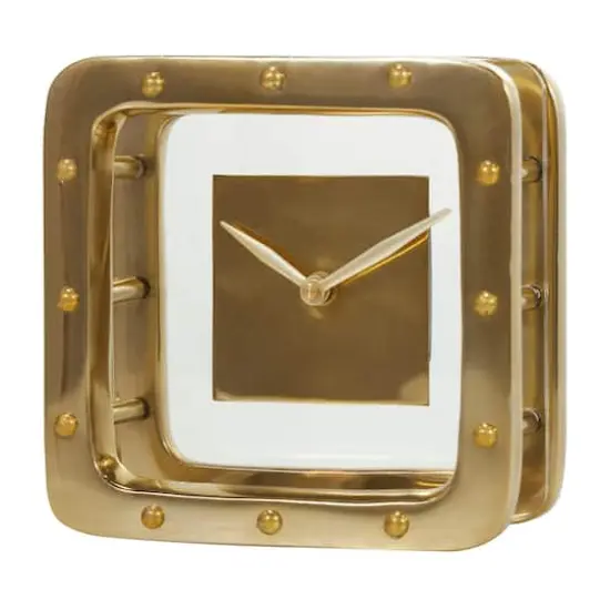 6" Gold Aluminum Geometric Floating Clock {1}