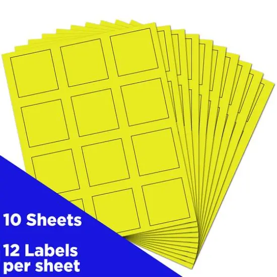 JAM Paper 2" x 2" Square Product & Container Labels, 120ct. Neon Yellow {4}