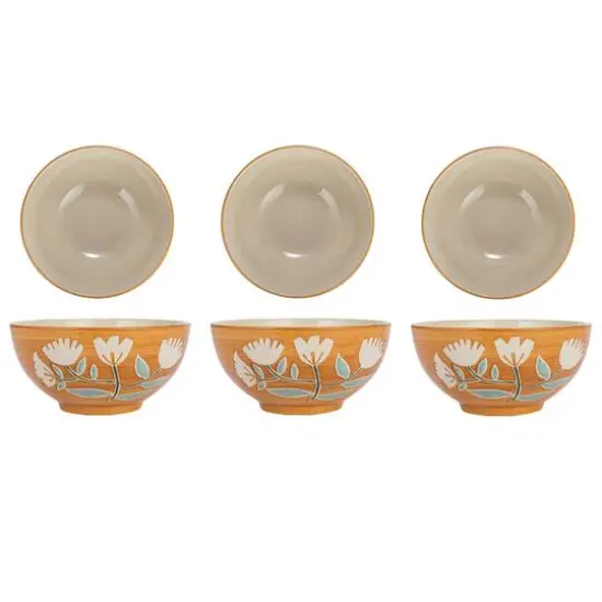 Hello Honey® 8" Hand-Painted Wax Relief Pattern Stoneware Bowls, 6ct. {1}