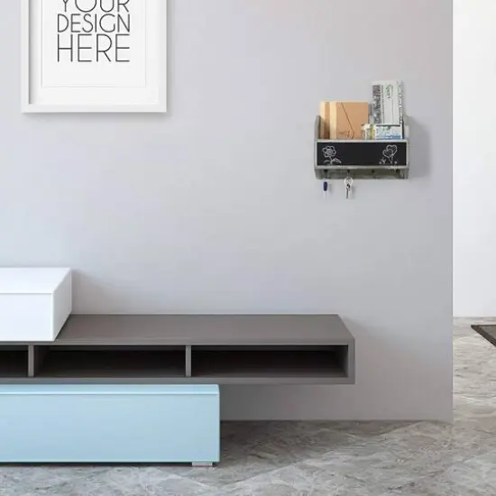 NEX&trade; Wall Mount Mail & Key Holder Organizer with Chalkboard Surface Rustic Gray-Green {9}