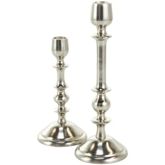Silver Metal Candle Holder Set {3}