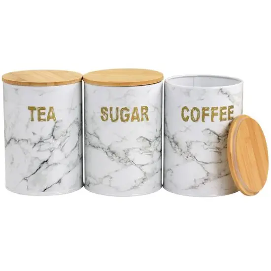 MegaChef Marble Iron Canister Set {4}