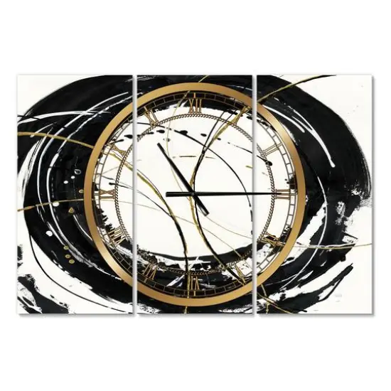 Designart 'Gold Metallic Circle Modern Multipanel Wall Clock {1}