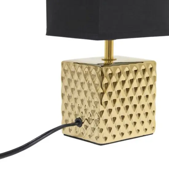 Simple Designs 12" Petite Hammered Gold Square Table Lamp {9}