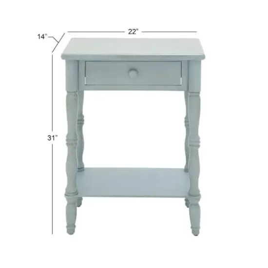 2.5ft. Aquamarine Wood Farmhouse Accent Table {6}