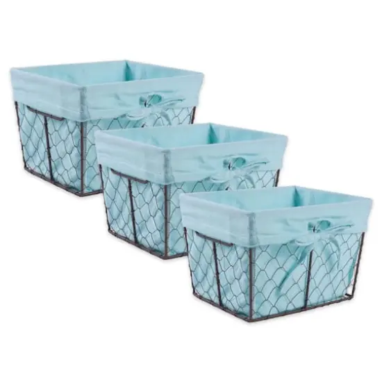 DII&reg; Small Chicken Wire Baskets, 3ct. Aqua {1}