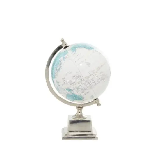 13" Turquoise & White Aluminum Globe {3}
