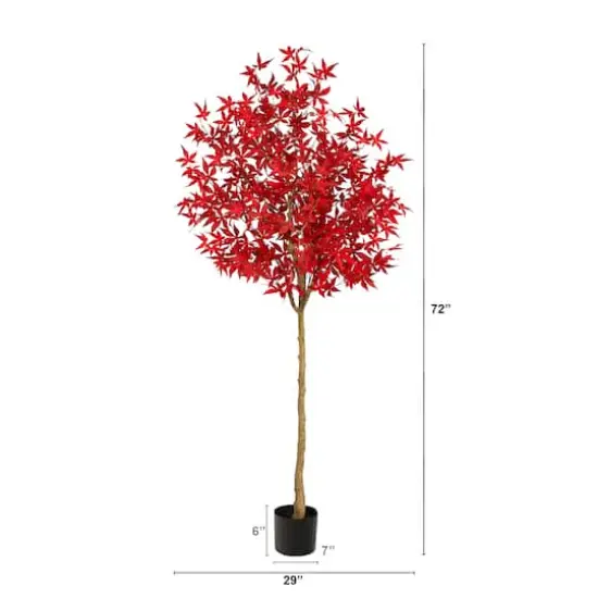 6ft. Red-Orange Autumn Maple Artificial Fall Tree {3}