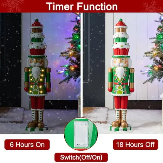 Glitzhome® 28" Pre-Lit Christmas Nutcracker Porch Décor with Timer {7}