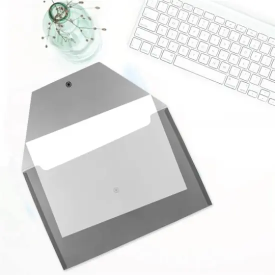 JAM Paper 9.75" x 14.5" Plastic Snap Closure Envelopes, 12ct. Smoke Gray {6}