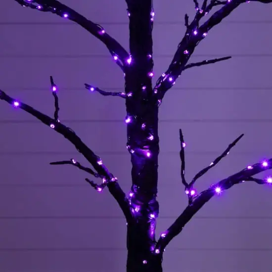 5ft. Pre-Lit Artificial Halloween Twig Tree with 360 Orange & Purple LED Lights {5}