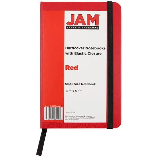 JAM Paper Small Hardcover Notebook with Elastic Band Red {4}