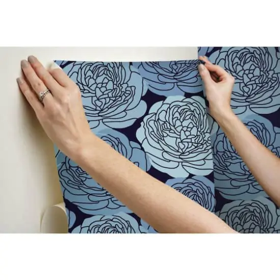 RoomMates Bed of Roses Peel & Stick Wallpaper Blue/Black {11}