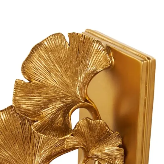 7.5" Gold Polystone Tree Ginkgo Decorative Bookends, 2ct. {9}