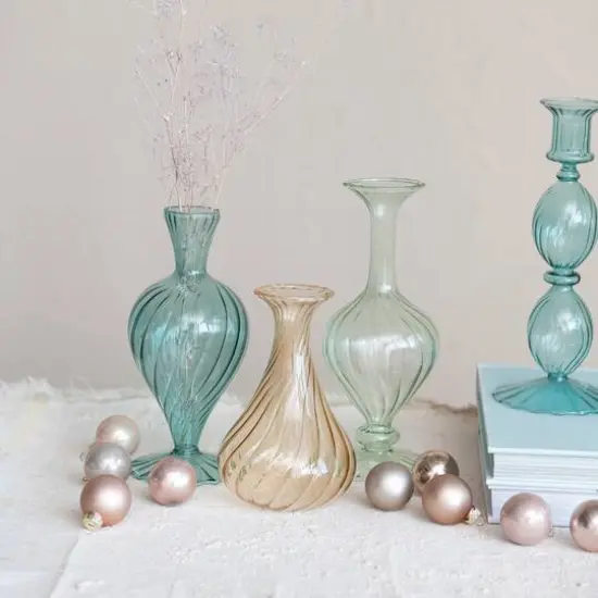 Hello Honey&reg; Pink, Mint & Blue Round Blown Glass Vase Set {4}