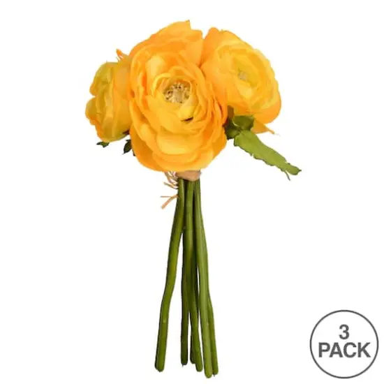 Mini Yellow Ranunculus Artificial Bundle {4}