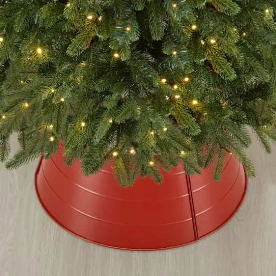 Glitzhome&reg; 22" Christmas Painted Red Metal Tree Collar {4}