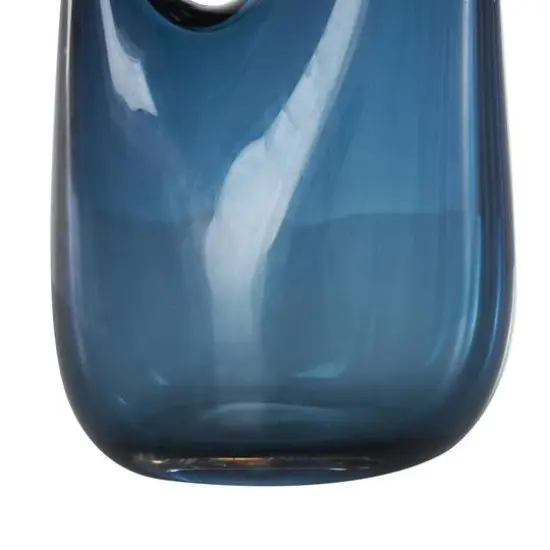 Blue Abstract Glass Vase with Cutout Handle & Elongated Opening Dark Blue {6}