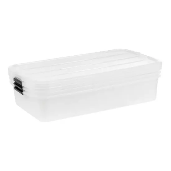IRIS&reg; 50qt. Clear Underbed Storage Boxes with Latching Lids, 3ct. {5}