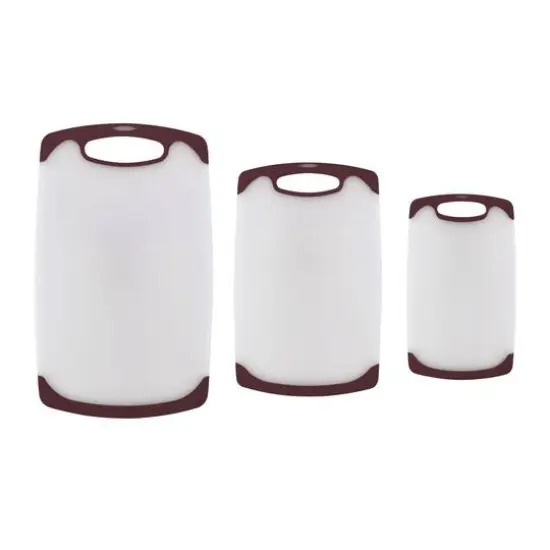 Farberware Non-Slip Plastic Cutting Board Set Maroon {1}