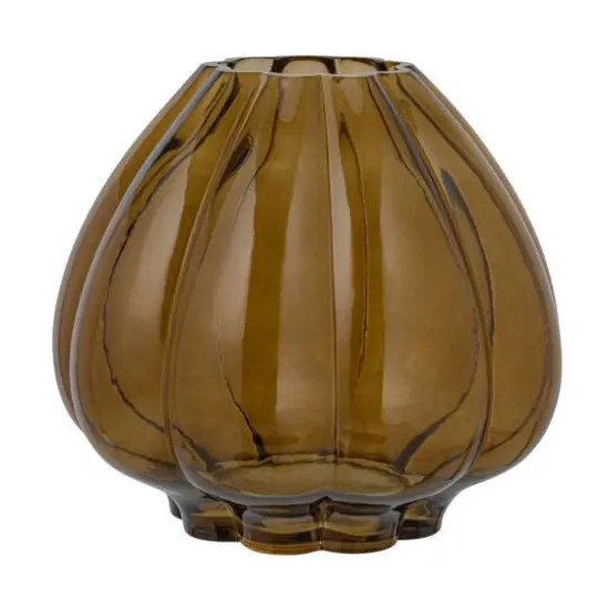 Hello Honey&reg; 9.75" Brown Round Fluted Glass Vase {13}